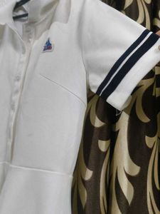 Cute Korean style White Dress with Navy Trim