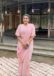 Designer Pink Palazzo Saree Set