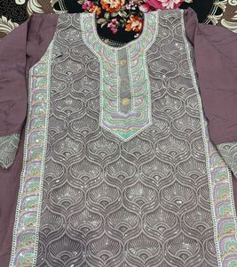 Elegant Sequined Kurta Set with Pants