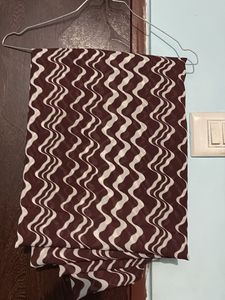 Chic Brown & White Wave Pattern saree