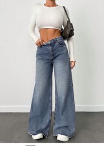Wide Leg Blue Denim Jeans