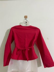 Red V-neck Tops