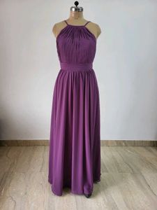 Elegant Purple Halter Neck Maxi Dress