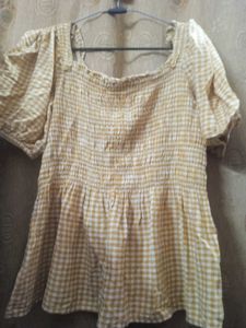 Yellow Gingham Smocked Top
