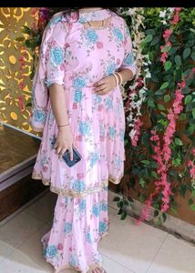 Pink Floral Sharara Suit