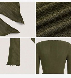 Ribbed Bell Sleeve Cropped Top