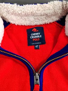 Cozy Red &amp; Blue Zip-Up Sweater