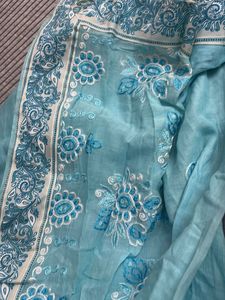 Beautiful Blue Embroidered Saree