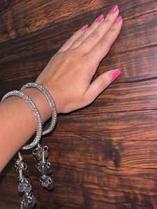 Silver Tone Dangle Bangles - Set of 2