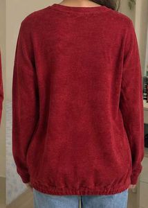 Red Casual Crew Neck Sweatshirt