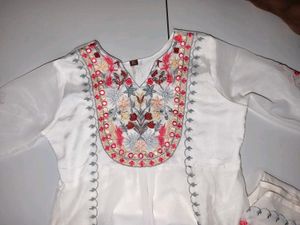 Embroidered White Kurta Set