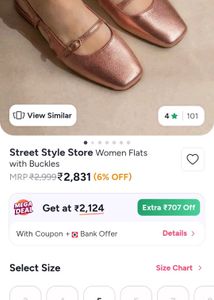 Rose Gold Metallic Flats with Buckles