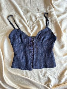 Blue Lace Corset Top