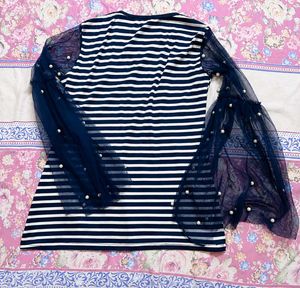 Striped Top with Bell Sleeves