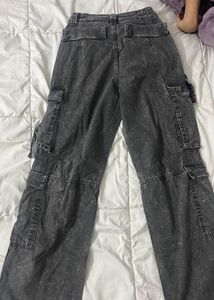 Gray Wash Cargo Pants