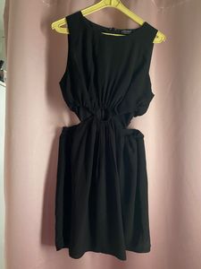 Designer Little Black Dress by Attic Salt label, Waist Cut-out Detail,