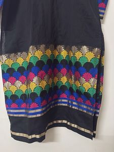 Elegant Black Kurta with Colorful Accents