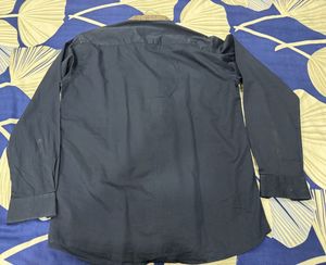 Men's Kurta - Navy Blue with Patterned Panel