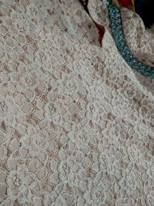 Beige Floral Lace Kurti |