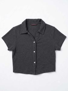Dark Grey Cropped Polo Shirt