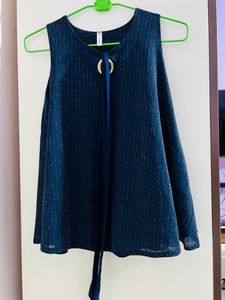 Women Navy Blue Party Wear Top