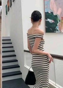 Chic Off-Shoulder Striped Maxi Dress
