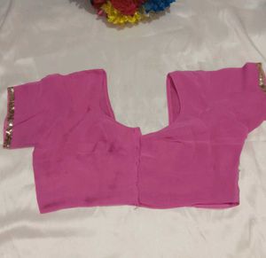 Elegant Pink Sequined Saree with blouse