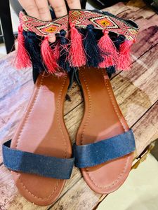Bohemian Tassel Flat Sandals