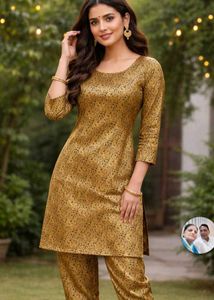 Elegant Gold Brocade Kurta Set