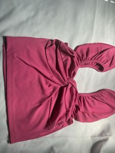 Ruffled Detail Pink Crop Top