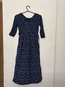 Stylish Navy Blue Printed Maxi Dress