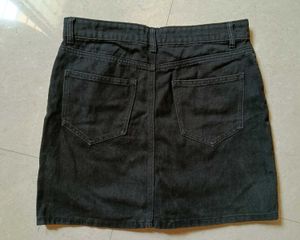 Classic Black Denim Mini Skirt