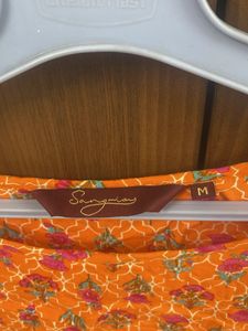 Orange Floral Print Kurta