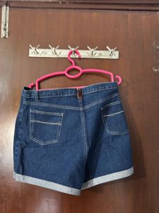 Denim High-Waisted Cuffed Shorts