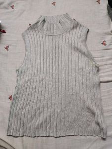 Sleeveless Mock Neck Ribbed Knit Top