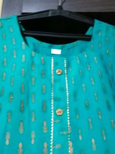 Teal Kurta and Gold Pants Set