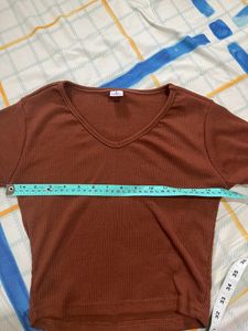 Brown Ribbed Top
