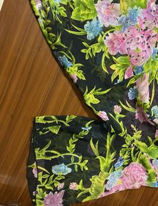 Sheer Floral V-Neck Button-Up Blouse