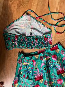 Vacation Co-ord Set, Halter Top +High Slit Skirt