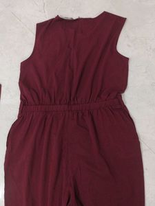 Stylish Maroon Jumpsuit with Belt