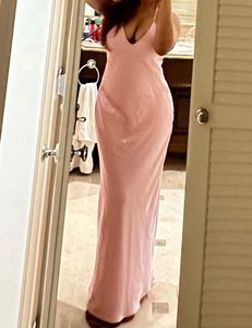 Satin Backless Pink Slip Dress