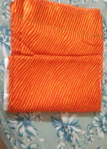 Orange Striped Leheria Georgette Saree