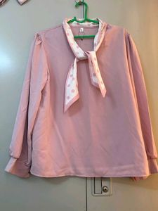 Pink Blouse with Neck Tie