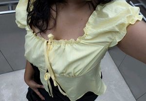 Cute Yellow Puff Sleeve Top
