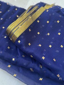Elegant Royal Blue saree with Golden Motifs