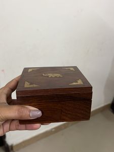 Wooden Trinket Box with Elephant Inlay