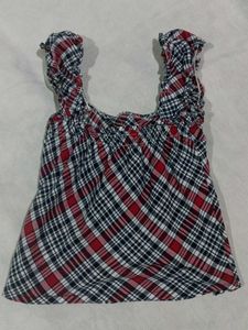 Plaid Lace-Up Top