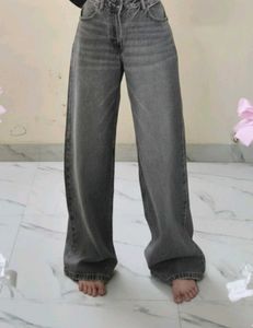 Gray Wide Leg Jeans