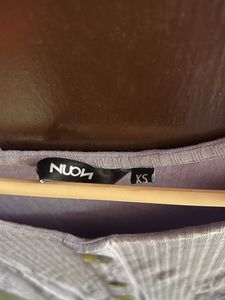 Nuon by Westside Lilac Ribbed Button-Up Top