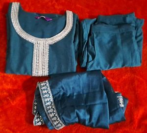 Libas Elegant Blue Embroidered Kurta set